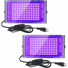Meilleurs prix pour Projecteurs UV LED 100W - XVX - Lot de 2 - Imperméables IP65 - Éclairage pour aquarium - Peinture fluo