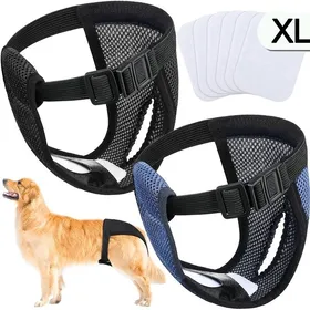 Meilleurs prix pour Lot de 2 Couches pour Chien Femelles LavablesCouches pour Chien avec 6 Serviettes HygiéniquesLavable Couches réutilisables-XL