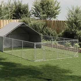 Meilleurs prix pour vidaXL Niche d'extérieur pour chien enclos 7x3x1,9 m acier galvanisé, cage de chien d'extérieur, grande cage de chien, niche