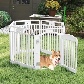 Meilleurs prix pour Barrière Pliable À 6 Panneaux Pour Animaux Costway Parc Pour Chien Portable Avec Porte Sécurisée Piquets De Sol Intérieur Extérieur