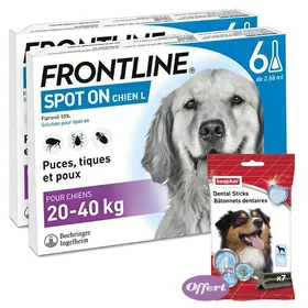 Meilleurs prix pour FRONTLINE® SPOT ON pour Chiens Moyens & Grands –6 Pipettes - Élimine rapidement puces, tiques et poux