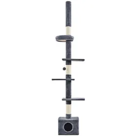Comparer les prix de Yaheetech Arbre à Chat Plafond Réglable en Hauteur avec Cachette Griffoirs en Sisal 226-2655 cm de Haut Gris Foncé