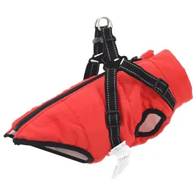 Meilleurs prix pour （ON SALE)Manteau pour chien - Coupe-vent et résistant à leau - avec harnais Rouge XL Fleece et Polyester @FR9371860