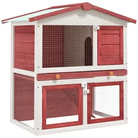 Meilleurs prix pour Solde 2026Poulailler pratique/parc à lapins Rouge - Clapier dextérieur 3 portes Rouge Bois 14.81 Kg 31402951