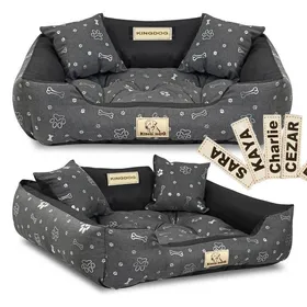 Meilleurs prix pour Panier pour chien KINGDOG 115x95 cm personnalisé imperméable os argentés