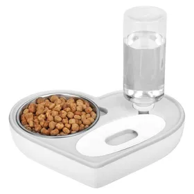 Comparer les prix de Gamelle Chien & Chat 2-en-1 avec Distributeur d’Eau Automatique Forme de Cœur - 500ml/17oz Bol à Eau