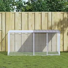 Comparer les prix de Gris Poulailler cage pour petits animaux pour extérieur avec toit gris clair 203x98x90 cm acier galvanisé A161