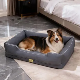 Meilleurs prix pour Panier Chien Orthopédique - BingoPaw - Lit pour Chien Coussin Déhoussable pour Chiens Anti-dérapant - Gris 105x75.5x21cm
