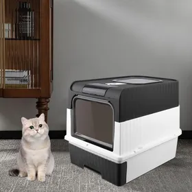 Meilleurs prix pour JEOBEST Bac à Litière avec Couvercle, Tiroir et Pelle, Maison de Toilette Chat XXL, contient 5KG de Litière, Noir