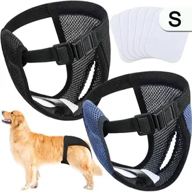 Comparer les prix de Lot de 2 Couches pour Chien Femelles LavablesCouches pour Chien avec 6 Serviettes HygiéniquesLavable Couches réutilisables-S