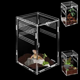 Comparer les prix de Terrarium en Acrylique (12 cm x 12 cm x 20 cm) - Terrarium araignée sautante escargots boîte 12 cm x 12 cm x 20 cm
