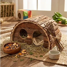 Comparer les prix de Maison pour rongeur - EDEN - Sam - Double ouverture - Toit plat plateforme - Bois naturel