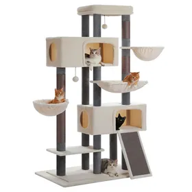 Meilleurs prix pour PAWZ Road Grand Arbre à Chat XXL avec Niches Paniers Poteaux en Sisal & Griffoir 209 cm Beige