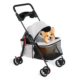 Meilleurs prix pour Pousette Chien 2 en 1 Sac de Transport Buggy pour Chien Pliable avec Coussin Poussette Animaux avec 4 Roues