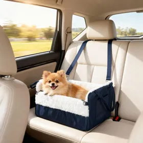 Comparer les prix de Siège auto pour chien avec ceinture de sécurité et fixation siège de voiture pour chiens 55 x 46 x 32 cm bleu marine
