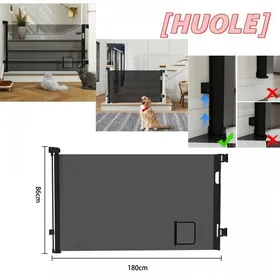 Meilleurs prix pour Barrière de sécurité rétractable avec chatière utilisation dune seule main 86 x 180 cm noire HUOLE