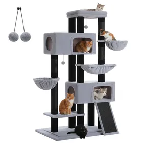 Comparer les prix de PAWZ Road Grand Arbre à Chat XXL avec Niches Paniers Poteaux en Sisal & Griffoir 209 cm Noir