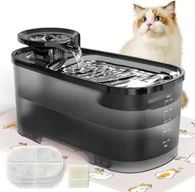 Comparer les prix de Fontaine À Eau Chat 2.5 L, Silencieuse Avec Filtre À Charbon Actif, Réservoir D'Eau Noir Translucide Pour Chats Et Chiens