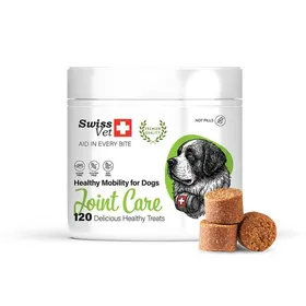 Comparer les prix de Complément Alimentaire pour Chien - SwissVet - Soutien Articulaire - Arthrose - 120 Bouchées Naturelles