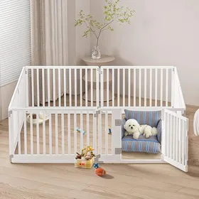 Comparer les prix de Parc pour chiots de chien pliable avec porte pour la maison solide et lisse facile à installer blanc Blanc - 178x178cm (8 pcs