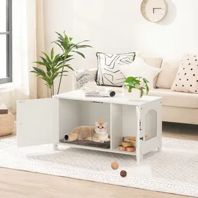 Comparer les prix de Maison de toilette - HOOBRO - Bac à litière - Tapis inclus - Design moderne - Grand espace intérieur