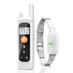 Meilleurs prix pour Collier de Dressage pour Chien avec Télécommande pour Chiens de 3 à 55 Kg Rechargeable Collier Anti Aboiement Étanche 4 Modesblanc