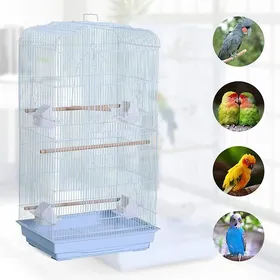 Comparer les prix de Cage à Oiseaux en Métal - LVHCMFOHM - Volière Oiseaux avec Poignée Portable - Interieur/Extérieur - 46x36x92 cm - Blanc