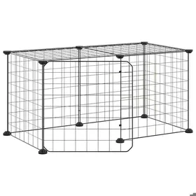 Comparer les prix de Cage animaux de compagnie à 8 panneaux porte - vidaXL - acier enduit de poudre - noir - 35 x 35 cm coc74h727