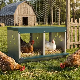 Comparer les prix de Pondoir à Poules 2 Emplacements Imperméable Trous dAération Facile à Nettoyer 545x425x355cm Acier Argent