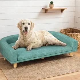 Comparer les prix de Dog Beds combining 38.6 x 26.4 x 9.8 in and Vert Polyester with Canapé surélevé pour chien grande taille tissu polyester