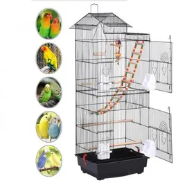Meilleurs prix pour XJING-Cage doiseau en métal noir - portable et facile à nettoyer - avec conception de toit - belle 46 * 355 * 99cm