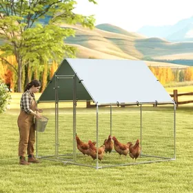 Meilleurs prix pour Enclos poulailler extérieur 4 m² parc grillagé - acier galvanisé Ø19mm - bâche Oxford 420D anti-UV 200x200x200cm argent