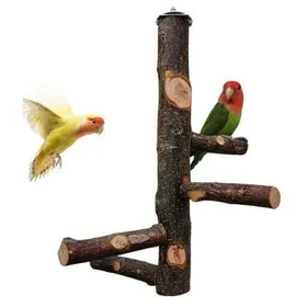 Meilleurs prix pour Perchoir en bois pour oiseaux - OKZ® - Bois naturel - Sable de quartz - Hauteur 30 cm - Branches latérales 10 cm