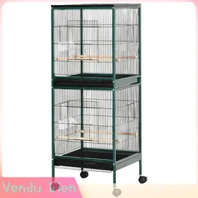 Comparer les prix de LIA Grande cage oiseaux sur pied double roulettes 515x50x140cm