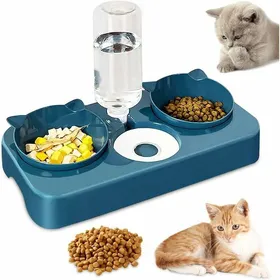 Comparer les prix de Gamelle leve chat chien 3 en 1 distributeurs eaunourriture automatiques inclins 15 double bol Label