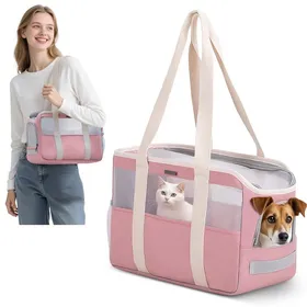 Meilleurs prix pour Sac de Transport Souple Chiens et Chats Sac Pliable et Respirant avec Laisse de Sécurité Sac de Transport (Rose Pastel)