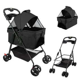 Meilleurs prix pour XJING-Poussette pliante pour animaux de compagnie-Poussette pour chiens et chats-Mode et durable-Noir-50*65*99cm