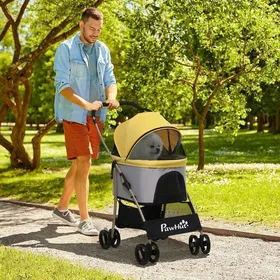 Comparer les prix de Plaque épaissieDogewagen 2-en-1 Trolley pour chiens et porte-bagages poussette pliable pour chiens avec coussin 4 roues fenêtre