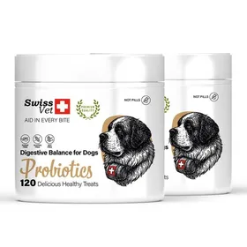 Meilleurs prix pour Complément Alimentaire pour Chien - SwissVet - Probiotique - Santé intestinale - 2x120 Bouchées Naturelles