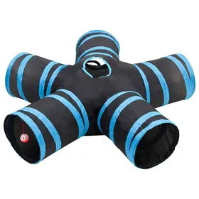 Comparer les prix de Tunnel pour chats - vidaXL - 5 voies - Noir et bleu - Polyester - Cadre en acier
