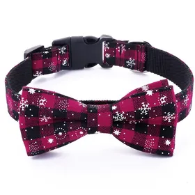Comparer les prix de Collier de Noël réglable pour chien motif flocon de neige rose avec nœud papillon disponible en 4 tailles