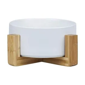Comparer les prix de Gamelle pour animaux en céramique - XVX - 850 ml - Support en bambou - Antidérapant - Facile à nettoyer