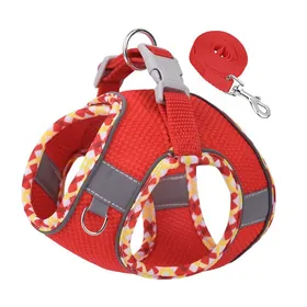 Meilleurs prix pour Harnais pour chien en nylon - Phoesky - Rouge - Motif uni - Maille jacquard - Bande réfléchissante - Facile à mettre