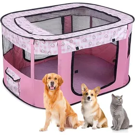 Meilleurs prix pour Clôture Pliable pour Animaux Parc Portable Intérieur pour ChiensChiotsChatonsLapinsTaille XL rose110 x 85 x 58 cm
