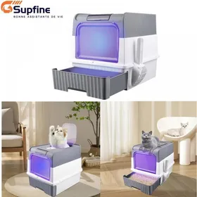 Comparer les prix de SUPFINE Bac à litière pliable 2portes se soulève vers lavant pour réduire les fuites de litière 49*35*37cm Maison de toilet