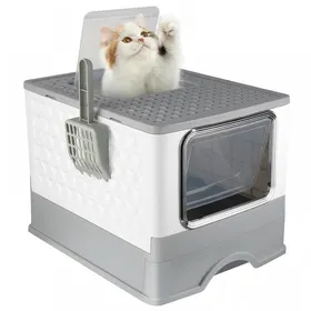 Comparer les prix de JEOBEST Bac à Litière XXL pour Chat avec Couvercle, Bac Rétractable, Pelle, Convient aux Chats de Différentes Tailles, Gris