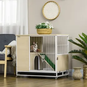 Comparer les prix de Cage à lapin clapier sur roulettes toit ouvrant plates-formes avec plateau amovible 78 x 525 x 765 cm naturel