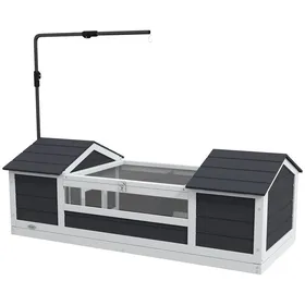 Comparer les prix de Maison tortue terrestre extérieure enclos tortue 2 niches support de lampe réglable bois massif 120 x 565 x 43 cm gris