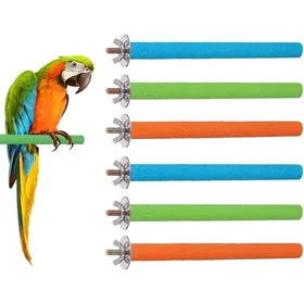 Comparer les prix de Lot de 6 perchoir10x2cm bois naturel surface sable quartz rouge vert bleu cage oiseau perruche calopsitte canari .