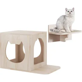 Meilleurs prix pour Ensemble De Meubles Muraux Pour Chat1 Créative Lit Pour Chat Mural Et 1 Mur DEscalier Étagères Et Perchoirs Pour Chatons Fixa